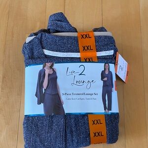 Live 2 Lounge Women's 3-Piece Textured Lounge Set - Navy Heather (XXL)